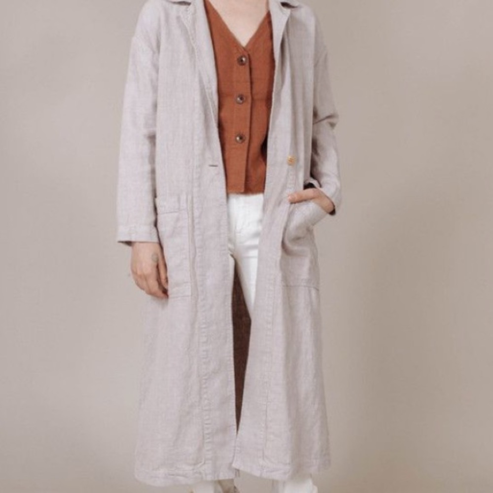 Natural Undyed Linen Duster/Trench